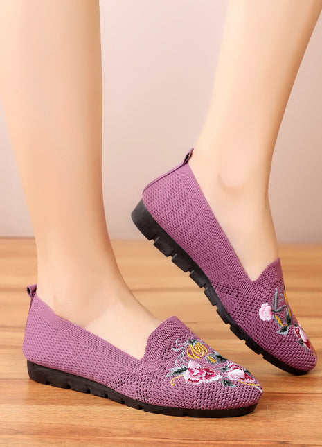 Cloth Shoes Women Embroidered Shoes Flying Woven Breathable Mesh Shoes