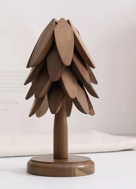 Wooden Tree Folding Coaster – Black Walnut Heat-Resistant Pad