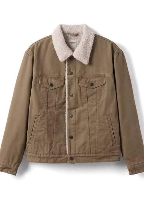 SIMWOOD Oversize Sherpa-Lined Vintage Trucker Jacket – Plus Size