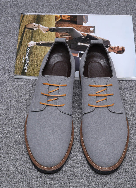 Plus Shoes Men Suede Leather Shoes Solid Color