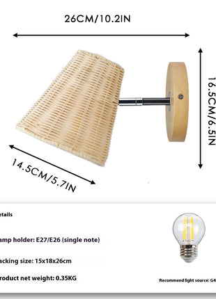 Rattan Wall Lamp Bedside Wall Lamp Mirror Front Lamp Rattan Wall Lamp