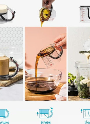 4-in-1 Adjustable Measuring Cup with Scraper Base