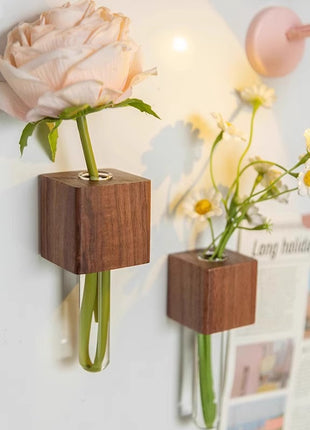 Wooden Magnetic Flower Vase