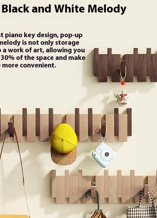 Solid Wood Simplicity Keys Clothes Hook Wall Home Door Hallway Hanger Punch-free