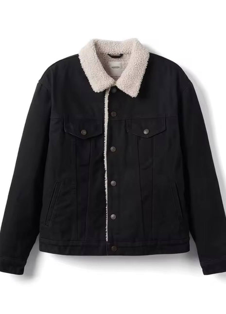 SIMWOOD Oversize Sherpa-Lined Vintage Trucker Jacket – Plus Size