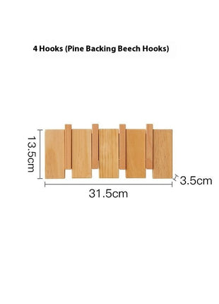 Solid Wood Simplicity Keys Clothes Hook Wall Home Door Hallway Hanger Punch-free