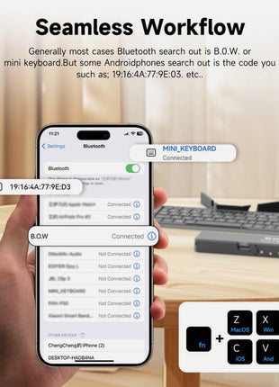 Mini Folding Three Bluetooth Wireless Keypad
