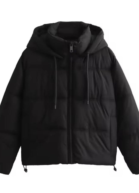 Women’s Thickened Cotton Hooded Jacket – Loose Fit Autumn Outerwear