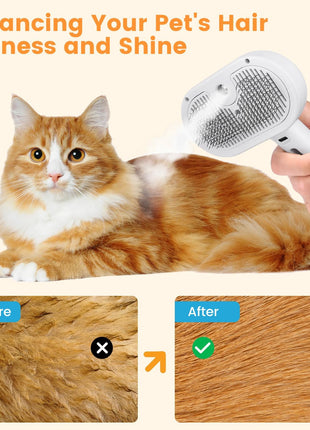 3-in-1 Pet Steam Grooming Brush