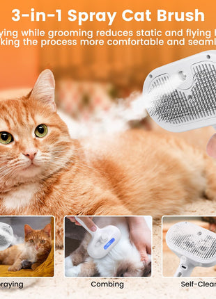 3-in-1 Pet Steam Grooming Brush