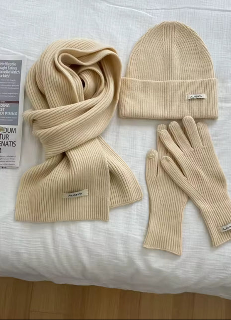 Women's Knitted Hat Scarf Glove Set