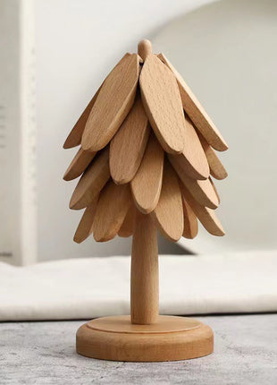 Wooden Tree Folding Coaster – Black Walnut Heat-Resistant Pad