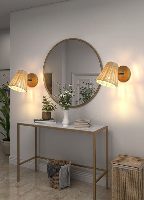 Rattan Wall Lamp Bedside Wall Lamp Mirror Front Lamp Rattan Wall Lamp